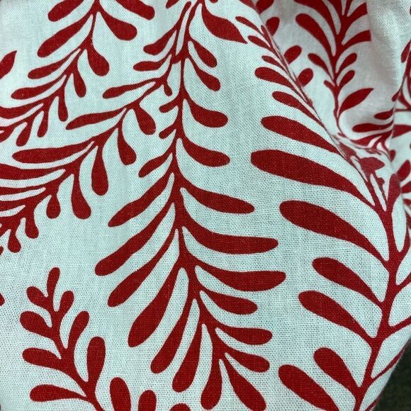 Who What Wear Linen Midi Dress Ivory With Red‎ tropical palm Print - Picture 5 of 8